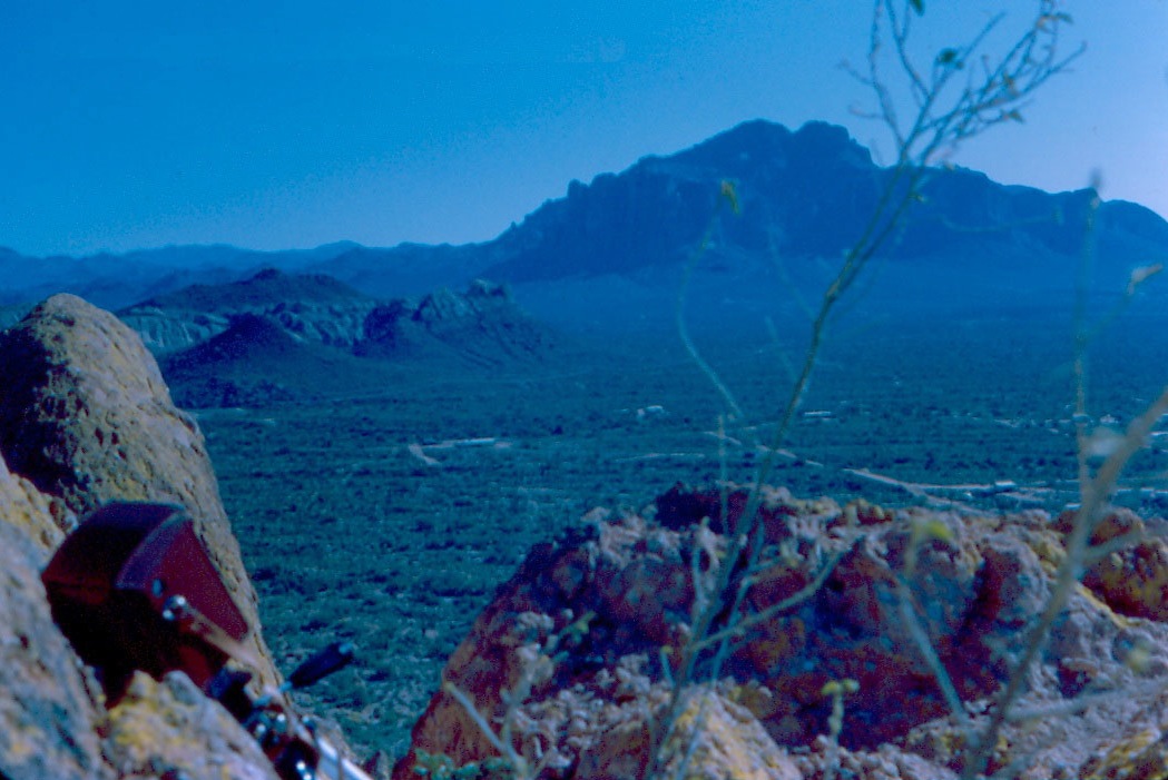 Superstition Mountain viewed from the top of Spook Hill.